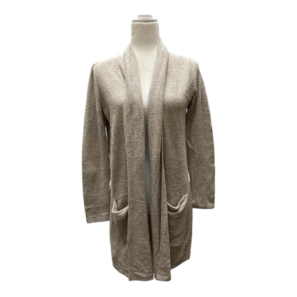 Barefoot Dreams Womens Bamboo Chic Lite Long Taupe Cardigan Sweater Size Medium